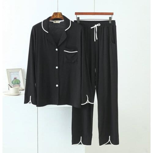 Womens Pajamas Summer Sleepwear Set Top Women Solid Pajama Set 2Piece/Suit Short Sleeves Pant Lingerie Modal Fashion Homewear