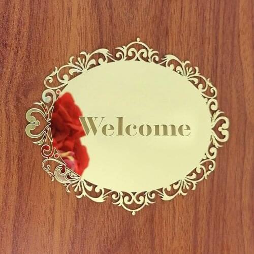 Home decor acrylic door sticker wall sticker acrylic mirror label with back glue gold/silver tag wedding road lead instructions