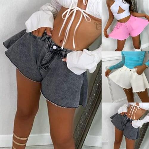 Denim Shorts Women Ripped 2021 Summer All-Match Loose Solid Color Casual Zipper Pocket Loose Shorts Jeans джинсовые шорты