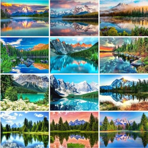 EverShine Painting By Numbers Mountain Wall Art Oil Paint By Numbers Natural On Canvas HandPainted Gift Home Decor