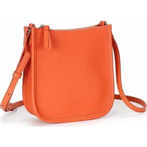 Leather shoulder messenger bag womens bag 2021 new large-capacity first-layer cowhide soft leather simple mobile phone bag tide