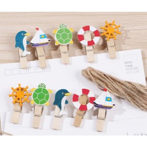 10pc Creative Cartoon Animal Clips Wooden Clothes Photo Paper Clips Home Decor Craft Postcard Clips For Boy Girls Kids Gifts