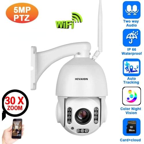 5MP Wifi CCTV PTZ IP Dome Camera Outdoor Sony IXM335 30X Optical Zoom Auto Tracking Security Surveillance Camera Wireless 1080P