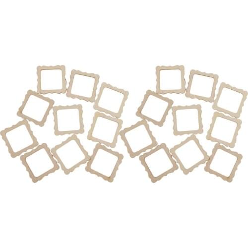 Lot of 20pcs Square Photo Frame Wood Embellishment Craft Supply