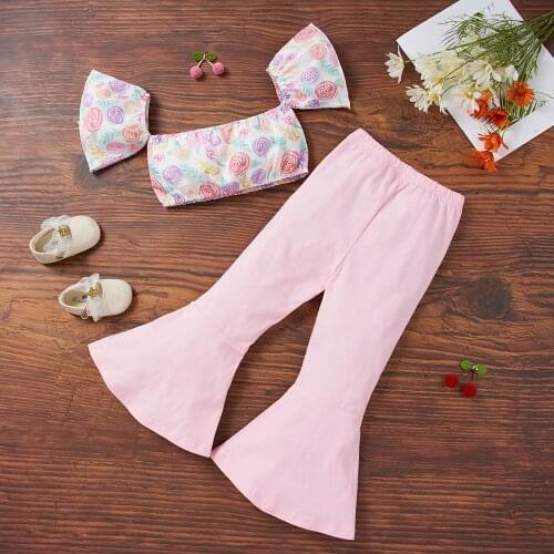 Flower Girls Summer Short T-shirt+ Pants Sets Children Suits Girls Clothes Tracksuit For Girls Clothing 2 4 5 6 Years Pink