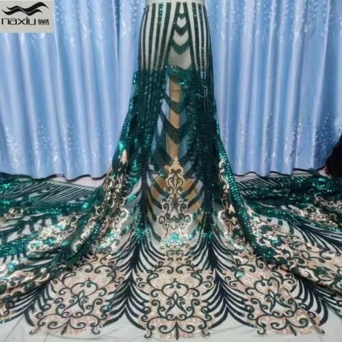 Madison Hot Sale African Sequins Lace Fabric 2021 High Quality French Nigerian Embroidered Lace Fabric For Wedding Dress