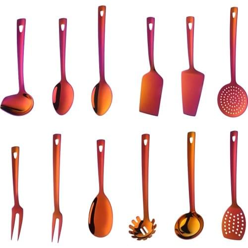 1PC Cookware Stainless Steel Kitchen Utensils Spoon Skimmer Colander Shovel Spatula Meat Fork Cooking Utensils Kitchenware