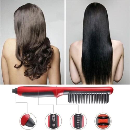 Multifunctional quick hair straightener Hair tool Beard instant styling hot comb Curling and straightening brush for Women Man