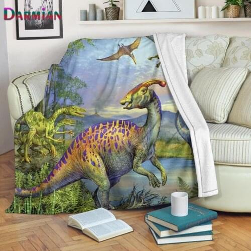 DARMIAN Fashion Kids Dinosaur Print Design Home Fleece Blanket Comfort Soft Bed Thin Quilt Sofa Nap Warm Blanket for Boys manta