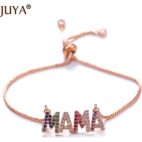 Fashion Bracelet Women Bracelet Mama Bracelets Copper Metal Cubic Zirconia Rhinestone Adjustable Chain Gold Rose Gold