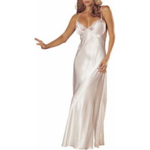 Women Sexy Nightgowns Nightwear Lace Nightgown Silk Thin Sleepwear Night Dress Ladies Lingerie Homewear Satin Long Sleepdress