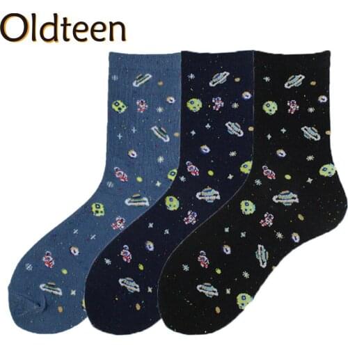 Hot Sale Womens Planet Earth Socks Woman Cotton Socks Spring Autumn Solid Color Socks Womens Alien Funny Pattern Christmas Gif