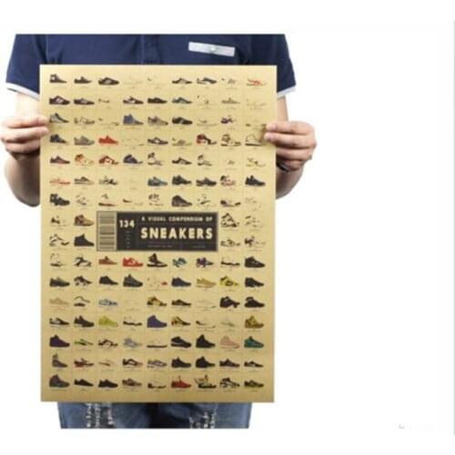 New Shoe fans collection Retro gym shoes Vintage Kraft Paper Poster Wall Chart Sticker Antique Home Decor