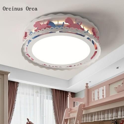 New cartoon creative merry go round ceiling lamp Girl Bedroom childrens room lamp colorful round animal ceiling lamp