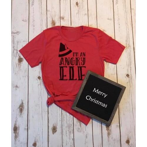 New arrival Funny Elf Shirts Christmas I'm an Angry graphic cute gift aesthetic slogan red t-shirt holiday party tumblr tee tops
