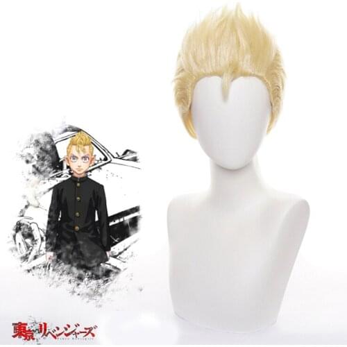 Tokyo Revengers Hanagaki Takemichi Wig Tokyo Revengers Cosplay Costume Men Party Synthetic Hair Gold
