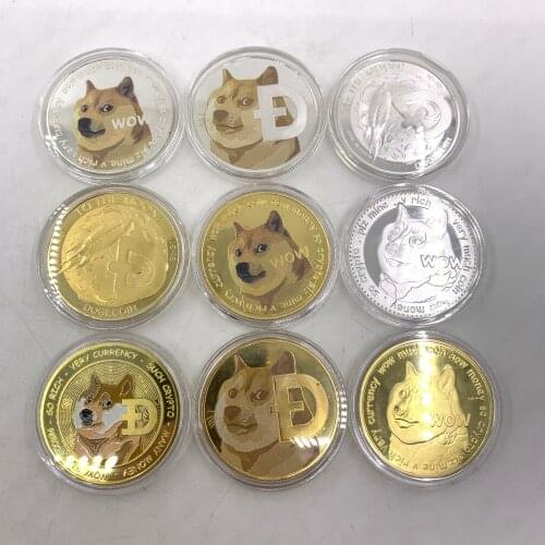 Gold Plated Dogecoin Commemorative Coins Cute Dog Pattern Dog Souvenir Collection Gifts