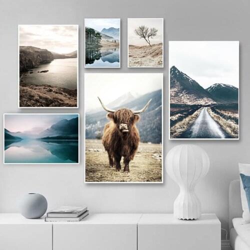 Nature Mountain Landscape Canvas Painting Landscape Wall Picture Home Decor Forest Picture Nature Scenery Scandinavian Poster