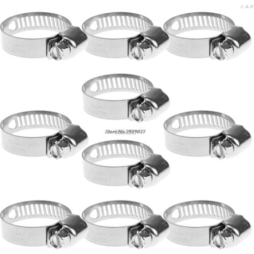 10Pcs Stainless Steel Adjustable Drive Hose Clamp Fuel Line Worm Clip 3/4"-1" M03 dropship