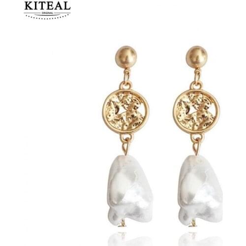 KITEAL Xmas Gift Gold Vermeil Female Friend drop earrings Retro, irregular earings for women fine fashion jewelry