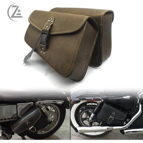 ACZ Motorcycle Artificial Leather Saddlebag Luggage Side Bag Suit for Harley Sportster XL 883 Hugger Sportster