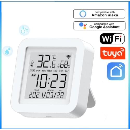 Tuya Smart Life WIFI Temperature And Humidity Sensor Hygrometer Thermometer With LCD Display Support Alexa Google Assistant