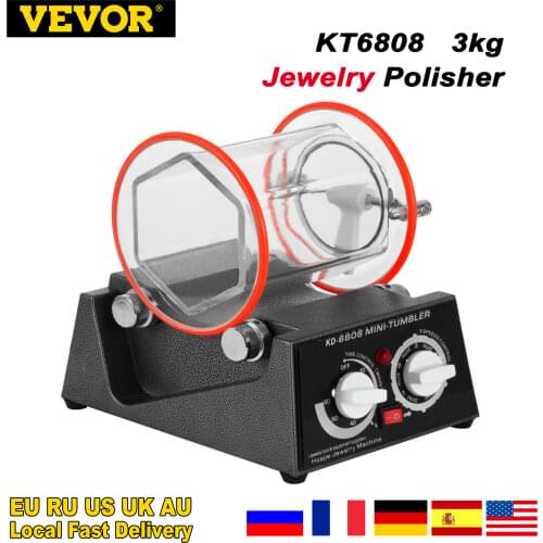 VEVOR 3 kg Rotary Tumbler Surface Polisher Jewelry Polishing Machine KT6808 Finishing Machine with Polishing Bead for Chamfering