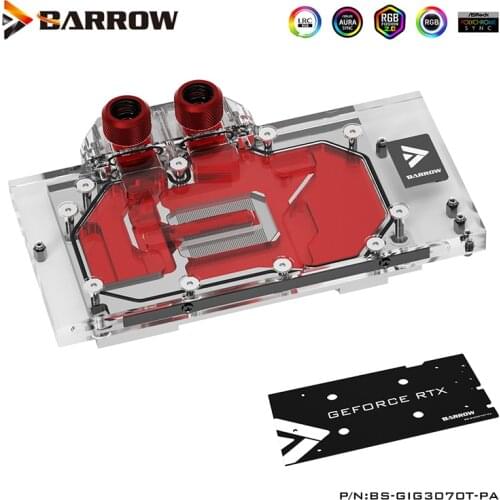 Barrow GPU Water Block For Gigabyte RTX 3070Ti GAMING OC 8G VGA Cooler Full Cover Watercooler, With Back Plate, BS-GIG3070T-PA