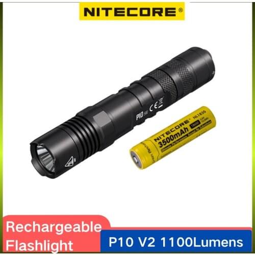 NITECORE P10 V2 Flashlight Rechargeable 1100 LMS Hard Light Portable Waterproof Self-defense Tactical Flashlight Camping Lantern