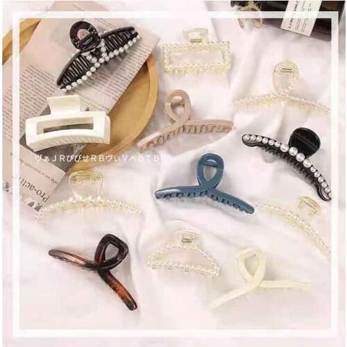Luxury Pearls Hairpins Black Crystal Pearls Hairpins Hair Banana Clips Small Grasp Clip Hairpin Hair Accessories Headwear