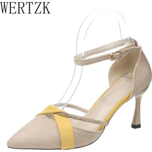 2020 Early Spring New Color Matching Fashion Sandals Women Korean Version of Pointed High-heeled Buckle Womens Singles Shoes