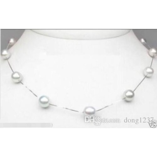 10-11mm natural south seas white pearl necklace 18inch>>> free shipping
