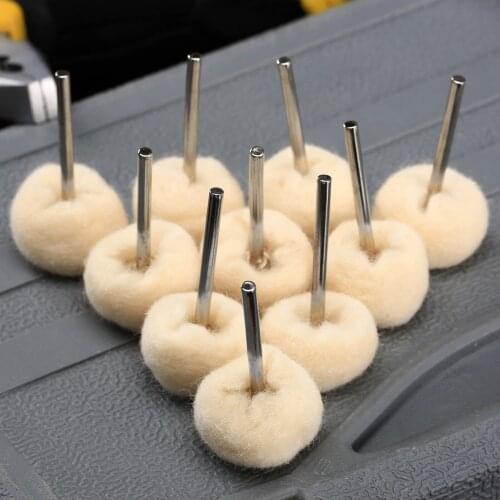 10Pcs 25mm Polishing Buffing Fine Wool Felt Cotton Wheel Brushes with 1/8" Shank for Jewelry Metals Grinder Abrasive Rotary Tool