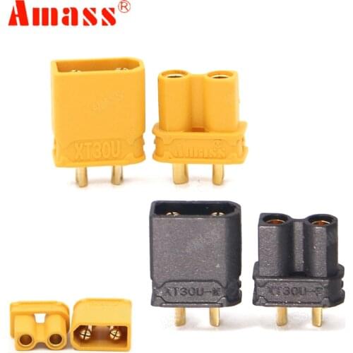100pcs/lot Amass XT30U 2mm Antiskid Plug Connector Male+Female 2mm Golden Connector / Plug Upgrade XT30 ( 50 Pair )