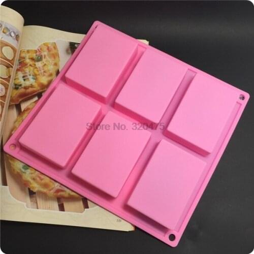 DHL 200pcs 6 Cavity Rectangle silicone soap mold Bar Bake Mold Silicone Mould Tray Homemade Food Craft Craft soap making