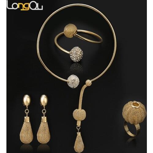 2016 Dubai African Gold-color Jewelry Watkins Lantern Pendant Necklace Bracelet Earrings Ring Wedding Overgild Jewelry Sets