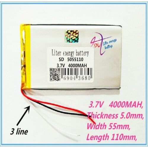 3 line best battery brand Free shipping 5055110 3.7V 4000mah lithium polymer battery 4000mah large-capacity PDA tablet PC MID