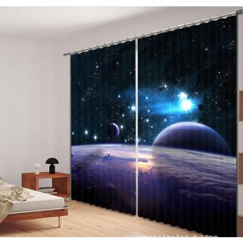 3D Window Curtain Starry Milky Way Curtains Luxury Blackout living room office Bedroom Drapes Rideaux Customized size pillowcase