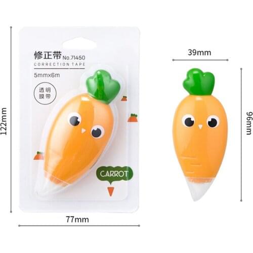 5MM*6M Kawaii Cartoon Carrot Correction Tapes Portable Mini Student Writing Correct Tools Correction Tape Corrector Stationery