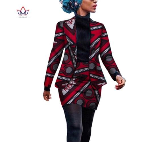Africa Style Women African Clothing Two Piece Set Dress Suit for Women Tops Jacket andSkirt Bazin Riche Clothing WY3929