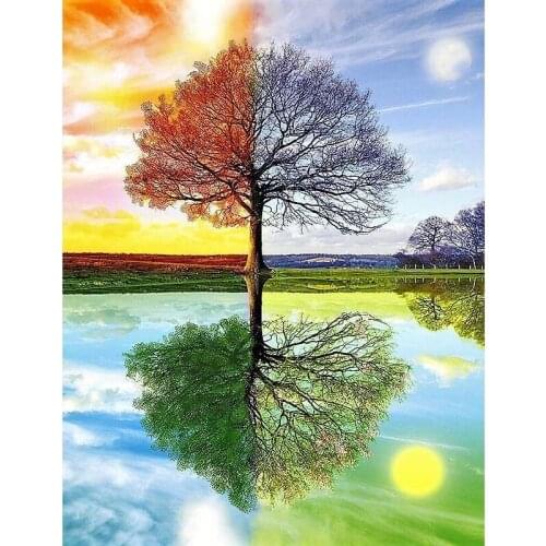 ARMYQZ DIY Diamond Embroidery Diamond Painting 4 Season Tree Cross Stitch Mosaic diamond picture of rhinestones by numbers home