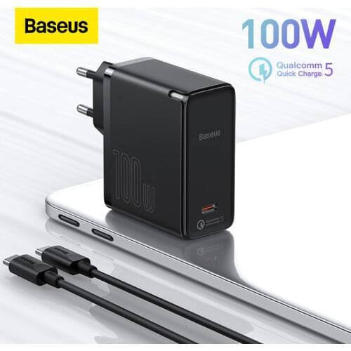 Baseus 100W GaN USB Type C Charger PD Quick Charge 5.0 4.0 Quick USB-C Type-C Fast Charger For iPhone 12 Pro Macbook