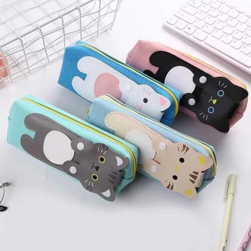 Pencil Case School Stationery Bag Cute Cat canvas Pencil cases for children pen case kawaii pen bag student gift school supplier