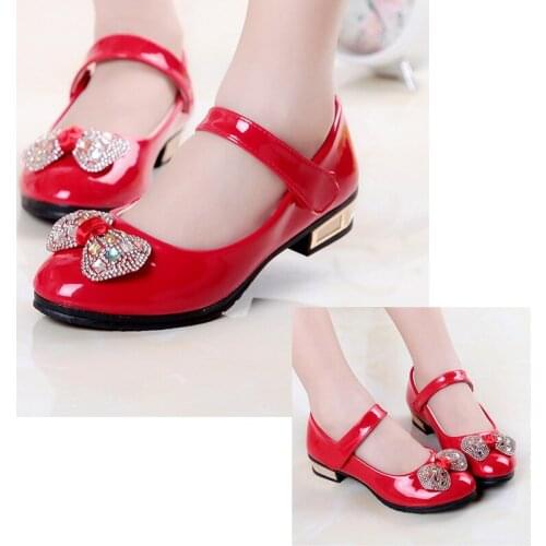 New 2019 Children Princess Shoes Girls Sequins Girls Wedding Party Kids Dress Shoes for Girls Pink / Red/ black School Shoes