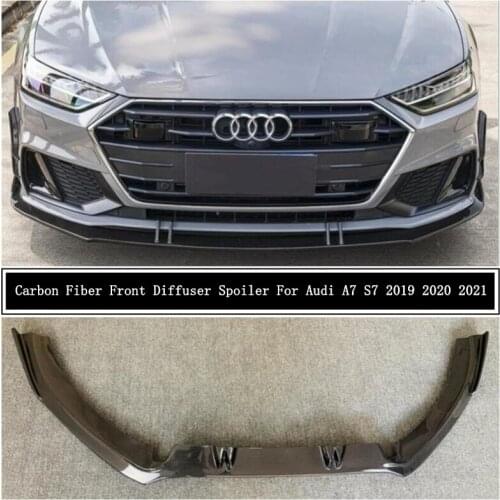 For Audi A7 S7 2019 2020 2021 Carbon Fiber Front Bumper Diffuser Lip Spoiler High Quality Car Accessories
