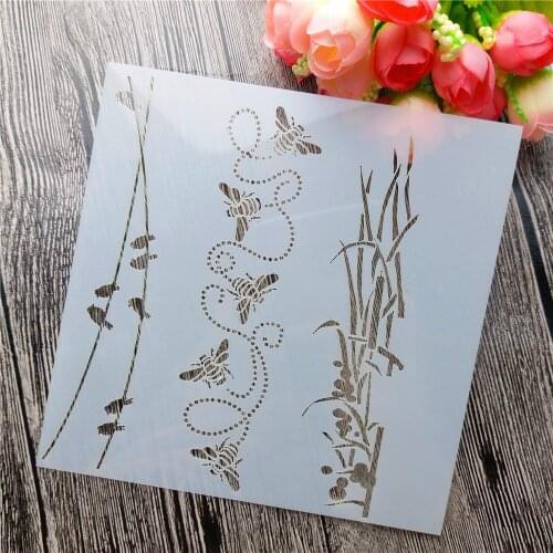 Scrapbooking tool card DIY album masking spray painted template drawing stencils laser cut templates Bees and birds shape