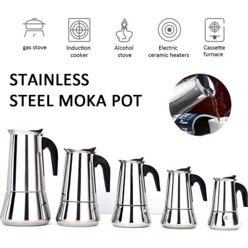 Stainless Steel Moka Pot Electric Heating European Coffee Pot Household Kitchen Induction Cooker Open Flame Universal Percolator