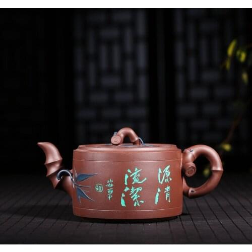 System of Chinese ceramic art master Xu Anbi all hand close head pot of purple sand teapot kung fu tea set gift