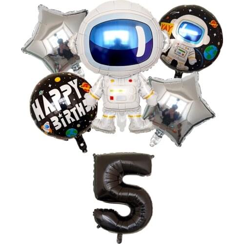 6pcs/lot Outer Space Party Astronaut balloon Rocket Foil Balloons Galaxy Theme Party Boy Kids Birthday Party Decor Helium Globos