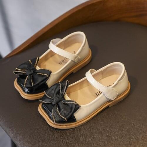 Girls Leather Shoes Cute Bow Autumn Little Girl Shoes Soft Bottom Children Infant Casual Sneakers Black SM153